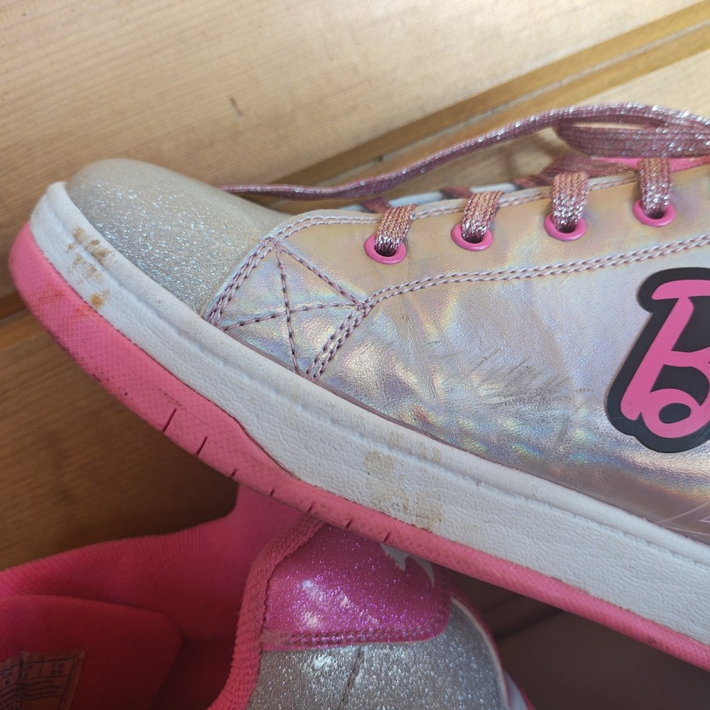 Barbie Heelys Silver And Pink US 7 Used UK 6 Eur 39 Pink Glitter‎ Silver - Picture 2 of 8